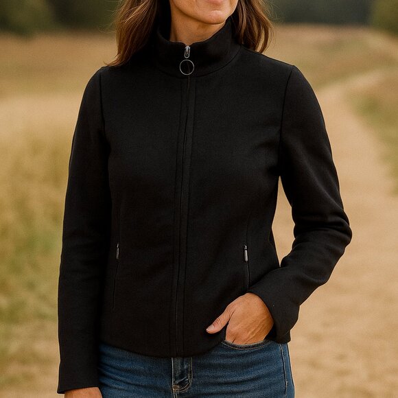 Akris Punto Italian Wool Jacket Black Zip Pockets Tailored Blazer Size 6 NWOT - Picture 11 of 11